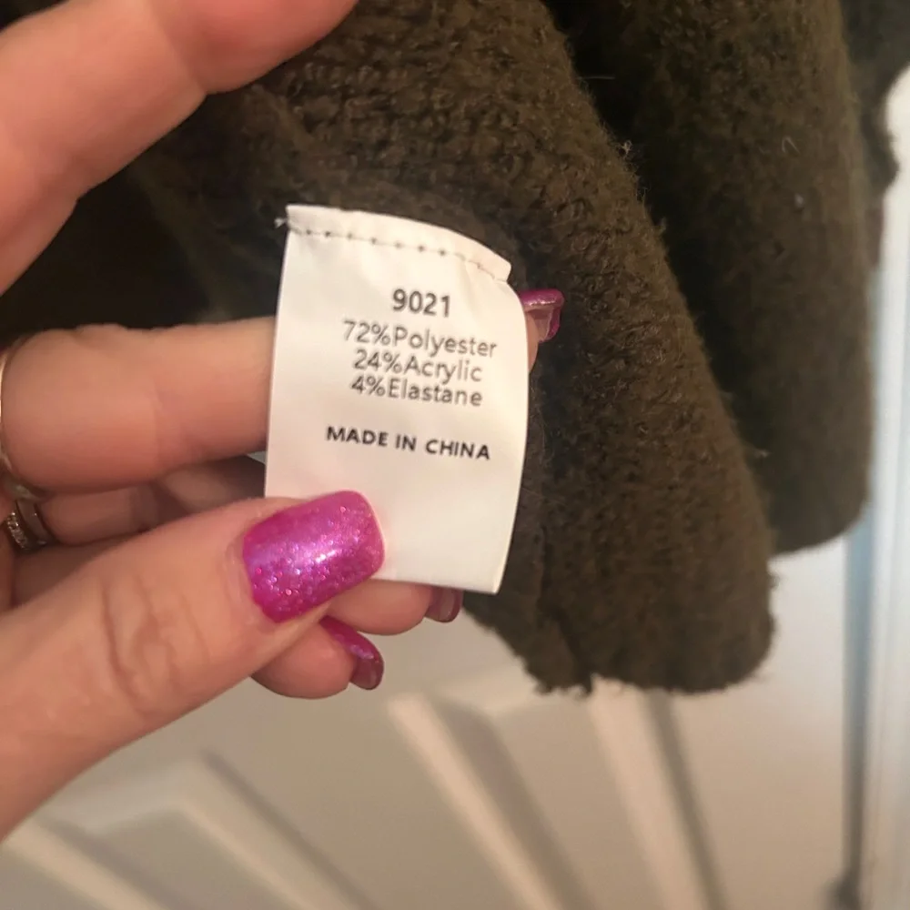 Olive Green Open Front Cardigan medium - Picture 6 of 7